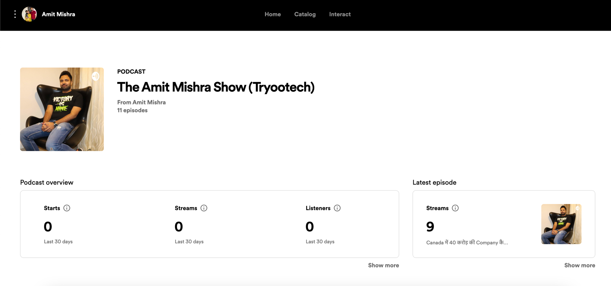 Amit Mishra podcast dashboard