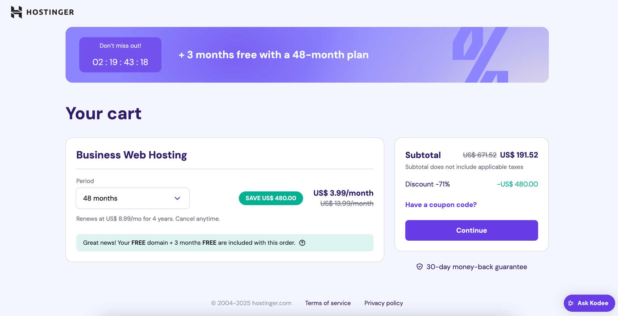 Hosting coupon code