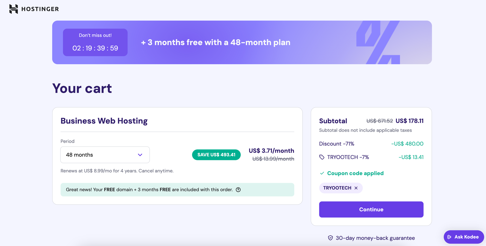 Hostinger discount coupon code